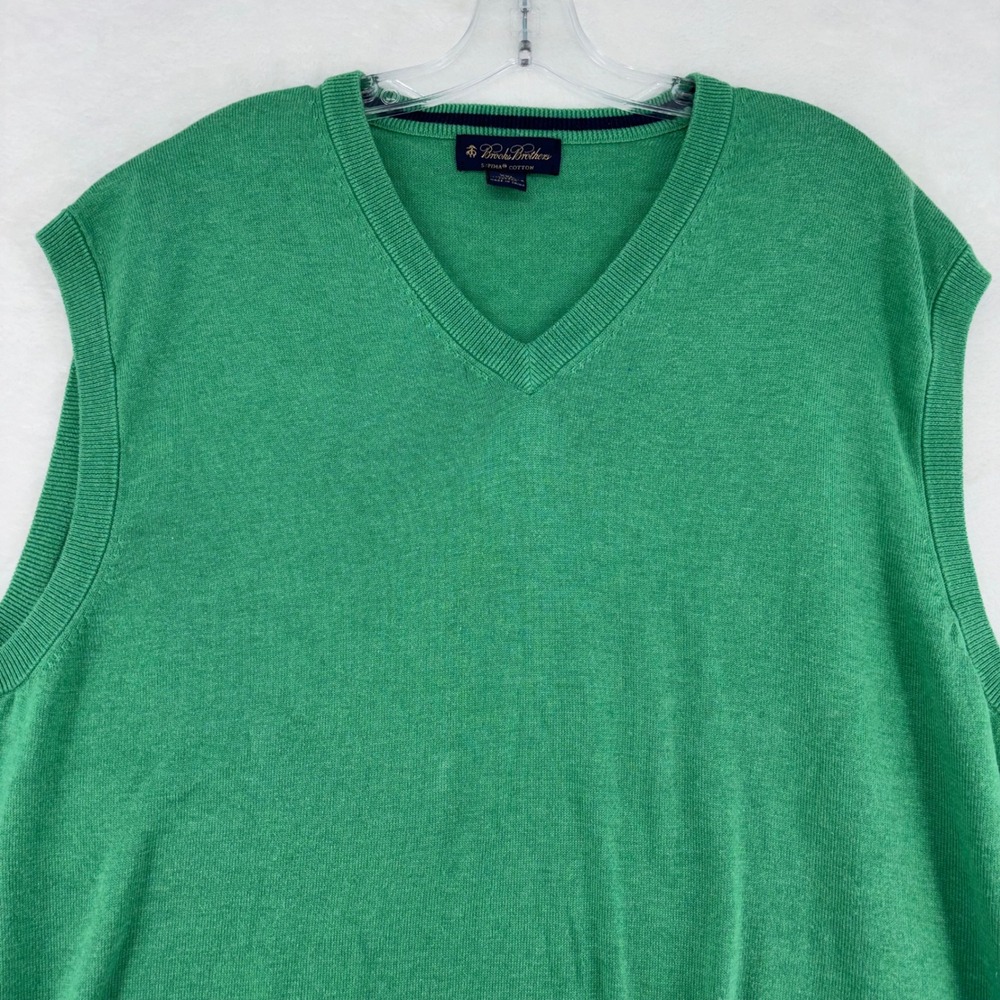 Brooks Brothers Mens XXL Green 100% Supima Cotton V-Neck Sweater Vest 91210026